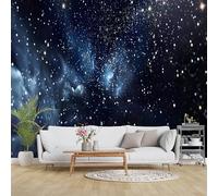 Générique Papier Peint Panoramique Étoiles Scintillantes 200cm x 140cm Cosmos Étoile Mer Intissé Wallpaper Mural Salon Chambre Bureau Décor Motif Personnalisé Décoration Murale Noir blanc A-51