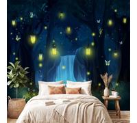 Générique Papier Peint Panoramique Fantaisie Insecte Forêt Luciole intissé Murale Beige pour Salon Chambre d'enfants restaurant Décoration Murale Poster, 450 x 315 cm(L x H)