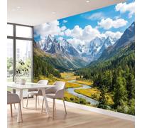 Générique Papier Peint Panoramique Forêt Canyon Paysage Poster Mural | Papier Peint Intissé Montagne pour Salon Chambre Bureau Canapé TV Fond Décoration, 400 x 280 cm