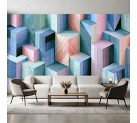 Générique Papier Peint Panoramique Géométrique Cube, 100x70 cm | Papier Peint Moderne Abstrait Blocs 3D - Deco Chambre Salon - Fresque Murale - Wallpaper B2242