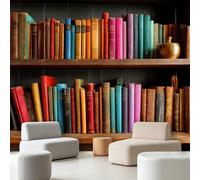 Générique Papier Peint Panoramique Intissé Bibliothèque Classique Rétro Universitaire | Photo Murale en Non-Tissé 200 x 140 cm | Poster de Décoration pour Salon et Chambre - Étagère À Livres Livres