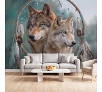 Générique Papier Peint Panoramique Intissé Fantasy Bohème 250x175 cm | Mur XXL Tableaux Muraux Tapisserie Photo Décoration Murale Salon Chambre Attrape-rêves Loup, Grandes Poster