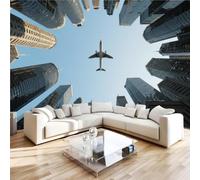 Générique Papier Peint Panoramique Intissé Gratte-ciel 400x280 cm, Salon | Papier Peint Avion Urbain Moderne Fresque Murale Grand Format, Décoration Murale Moderne, Chambre, Bureau,Couloir 2L467