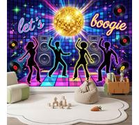 Générique Papier Peint Panoramique Intissé Vintage Boule À Facettes, 3D Papier Peint Musique Fête Personnes Décoration Murale pou Salon Chambre Chambre d'enfant, 250 x 175cm Tapisserie Photo Géante