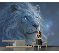 Générique Papier Peint Panoramique Lion Du Ciel Étoilé 200X140Cm | Papier Peint Intissé Mural Animaux Fantastiques Poster Geant Mural 3D, Pour Salon Chambre D'Enfants Restaurant Décoration Murale