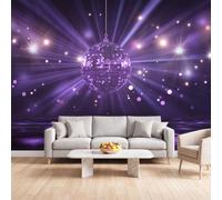 Générique Papier Peint Panoramique Mode Disco, Papier Peint | Ligne Balle Fête Violet Fresque Murale Intissée - Décoration Murale 450x315 cm pour Salon Chambre Bureau Décor