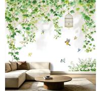 Générique Papier Peint Panoramique Nature Végétale Papier Peint Intissé 150 x 105 cm Salon Chambre Salle à Manger Chambre d'Enfant Décoration Murale - Lianes Petit Oiseau