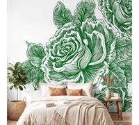 Générique Papier Peint Panoramique Oriental Japonais Floral 350 x 256 cm Poster Murale,Papier Peint Panoramique Intissé Paysage Rose pour Salon Chambre Tête de lit - Décoration Murale