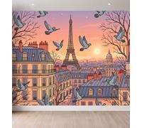 Générique Papier Peint Panoramique Paysage Paris Tour Eiffel Poster Mural | Papier Peint Intissé Bâtiment Ville pour Salon Chambre Bureau Canapé TV Fond Décoration, 150 x 105 cm