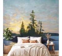 Générique Papier Peint Panoramique Peinture à l'huile 250 x 175 cm Poster Murale,Papier Peint Panoramique Intissé Paysage Île Arbre pour Salon Chambre Tête de lit - Décoration Murale