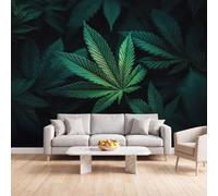 Générique Papier Peint Panoramique Plante Feuille, Papier Peint | Vert Foncé Fresque Murale Intissée - Décoration Murale 350x256 cm pour Salon Chambre Bureau Décor