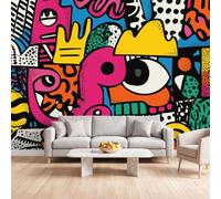 Générique Papier Peint Panoramique Pop Art Street Graffiti, Papier Peint | Collage Motif Fresque Murale Intissée - Décoration Murale 300x210 cm pour Salon Chambre Bureau Décor