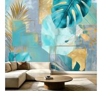 Générique Papier Peint Panoramique Pour Salon, Bloc Couleur Feuille Dorée Tapisserie Murales, Moderne Aquarelle Animé Pour Fille, Garçon Décoration Murale Papier Peint Chambre Enfant