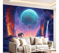 Générique Papier Peint Panoramique Pour Salon, Éléphant Corps Céleste Falaise Tapisserie Murales, Fantastique Mystérieux Animé Pour Fille, Garçon Décoration Murale Papier Peint Chambre Enfant