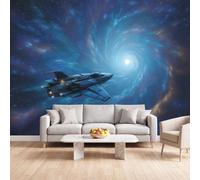 Générique Papier Peint Panoramique Sci-Fi Univers, Papier Peint | Espace Vaisseau Nébuleuse Fresque Murale Intissée - Décoration Murale 250x175 cm pour Salon Chambre Bureau Décor