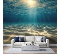 Générique Papier Peint Panoramique Sous-Marin Dunes Vagues Rayures, Poster Geant Mural Paysage Naturel Pour Salon Chambre D'Enfant Restaurant Décoration 200(L) x 140(H) cm