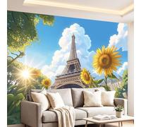 Générique Papier Peint Panoramique Tour Tournesol Ciel Bleu 150x105cm (WxH) Poster Mural 3D, Décoration Murale Premium, Français Romantique conception Pour Salon, chambre et chambre d'enfants