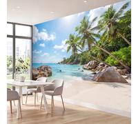 Générique Papier Peint Panoramique Tropical Plage Paysage Poster Mural | Papier Peint Intissé Côtier pour Salon Chambre Bureau Canapé TV Fond Décoration, 150 x 105 cm