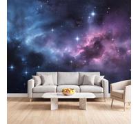 Générique Papier Peint Panoramique Univers Galaxie, Papier Peint | Nébuleuse Violet Fresque Murale Intissée - Décoration Murale 350x256 cm pour Salon Chambre Bureau Décor
