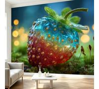 Générique Papier Peint Panoramique Verre Fraise Fruit 400x280 cm Décoration Murale Pop Art, Tapisserie Murales Papier Peint Intissé pour Salon Chambre Poster Tableaux Photo Muraux