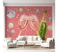 Générique Papier Peint Panoramique Vintage Ambiance festive Romantique Fête Boules à facettes Rose pâle, Poster Mural Géant Intissé, Décoration Murale pour Chambre Coiffeuse Salon 250x175cm