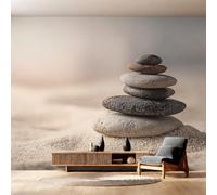 Générique Papier Peint Panoramique Zen Stone, Papier Peint Méditation Fond pour Chambre Wallpaper, Fresque Murale pour Salon Salle Deco Murale, 250x175cm D&O154