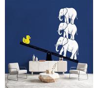 Générique Papier Peint Peinture Dessin Animé Animaux, Papiers Peint Intissé Éléphant Canard en Caoutchouc Bleu Marine, Poster Mural Photo Pour Salon, Chambre, Décor Fond TV 350 x 256 cm