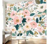 Générique Papier Peint Personnalisé Aquarelle, Papier Peint Panoramique Plante Romantique Fleurs Pastel, Tapisserie Géante Poster Mural Intissé 250x175 cm pour Salon Chambre Bureau Décoration Murale