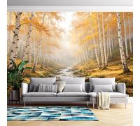 Générique Papier Peint Photo Effet Forêt De Bouleaux Papier Peint Panoramique Intissé Pour Salon Paysage Naturel Décoration Murale Personnalisée Sans Adhésif Forêt De Bouleaux 368 Cm X 254 Cm (L X H)