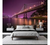 Générique Papier Peint Photo Intissé 150 x 105 cm, Papier Peint Mural Panoramique Géant, Décoration Murale New York violet rêveur scène nocturne Imprimée pour Salon Chambre Couloir Hôtel Mur TV