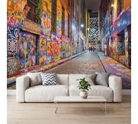 Générique Papier Peint Photo Intissé Ruelle Graffiti, 400x280 cm | pour Les Chambres Salon Bureau, Moderne Funky Art Papier Peint Panoramique Mural