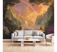 Générique Papier Peint Photo Intissé Tigre Cascade Jungle, 250x175 cm | pour Les Chambres Salon Bureau, Paysage Fantaisie Animal Papier Peint Panoramique Mural