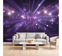 Générique Papier Peint Photo Mural 350 x 256 cm, Vintage Néon Papier Peint Intissé Panoramique Disco Boule À Facettes pour Chambre Salon Cuisine - Tapisserie Murales Décoration Murale