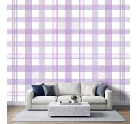 Générique Papier Peint Photo Panoramique 500 x 280 cm Tartan Violet papier peint Pour Salon Chambre Bureau Couloir décoration Peinture murale décor Murale moderne, Géométrie Lignes
