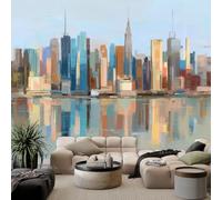 Générique Papier Peint Photo Skyline de New York 150 x 105 cm Papier Peint Panoramique Mural Intissé, Poster Tapisserie Architecture de gratte-ciel Mural Personnalisé Pour Chambre Fond Décor TV Murale