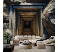 Générique Papier Peint Photo Tunnel en pierre grec et romain 400 x 280 cm 3D Papier Peint Panoramique Mural Intissé, Poster Tapisserie Mural Personnalisé Pour Salon Chambre Fond Décor TV Murale