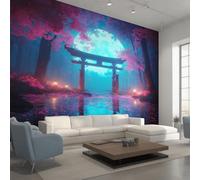 Générique Papier Peint Porte Torii Papier Peint Panoramique Japonais Japon Fleur de Cerisier Papiers Peints Intissé Fresque Murale, Decoration Chambre Salon, 310 x 250 cm UQ&0