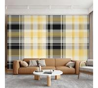 Générique Papier Peint Tartan Jaune Noir Intissé, 200 x 140 (L x H) | Papier Peint Panoramique Plaid Gingham, Motif À Carreaux Décoration Murale, Papiers Peints pour Salon Chambre saf-31