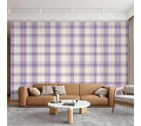 Générique Papier Peint Tartan Violet Intissé, 500 x 350 (L x H) | Papier Peint Panoramique Gingham À Carreaux, Motif Plaid Décoration Murale, Papiers Peints pour Salon Chambre saf-31