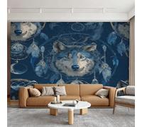 Générique Papier Peint Tête de Loup, Intissé Murale 250x175cm | Papier Peint Panoramique Lune Attrape-Rêves, Chambre Wallpaper, Fresque, Salon Deco D&O216
