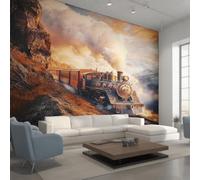 Générique Papier Peint Train à Vapeur Panoramique 250 x 175 cm, Papier Peint Intissé Chemin de Fer Train Locomotive Décoration Murale, Papiers Peints pour Salon Chambre saf-14