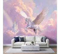 Générique Papier Peints Panoramique intissé 300 x 280 cm, Poster Geant Mural Effet 3D, Design Château licorne Pour Salon Chambre D'Enfant Décoration Murale Nébuleuse fantastique