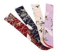 Générique Paquet Éventail de Style Japonerie en Tissu de Soie Léger et Portable, Lot de 4 Pièces, Étui Double Couche Vintage Motif Floral, pour Éventails Pliants à Main aux Fêtes de Noël