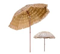 Générique Parasol Paille De Raphia Tropical Hawaii, Parasol De Plage De Table 2.0m, Parapluie De Jardin Extérieur Rond Exotique, Incliné À 45° - Couleur Naturelle