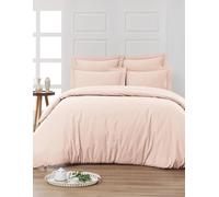 Générique Parure DE LIT 5 Pieces Unie en pour Un lit 2 Personnes 140 x 190 cm 1 Drap Housse + 1 Drap Plat +2 taies d'oreiller 50 x 70 cm + 1 taie de traversin 100% Coton 57 Fils Haute Qualite (Rose)