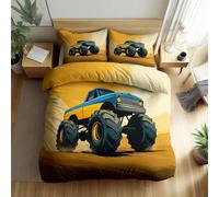 Générique Parure de Lit Style Cartoon Monster Truck 90 x 200 cm Housse de Couette en Microfibre, Jaune Ensemble de Literie pour Filles Garçon AdoImprimé Housse de Couette + 1 Taie d'oreiller 65x65 cm