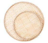 Générique Passoire Alimentaire Pratique et Plateau-repas en Bambou Tressé Rond, Lot de 2, Multi-fonction Cuisine et Décoration Maison