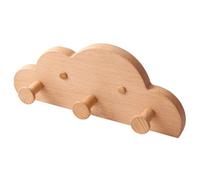 Générique Patères Murales en Bois en Forme de Nuage, Bois Massif, Tiges de 3,8 cm, Décoration pour Chambre d'Enfant et Salle de Bain, 2/3 Crochets(Beechwood,3 hooks)