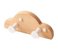 Générique Patères Murales en Bois en Forme de Nuage, Bois Massif, Tiges de 3,8 cm, Décoration pour Chambre d'Enfant et Salle de Bain, 2/3 Crochets(Beech wood+white button,2 hooks)