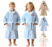 Générique Peignoir de Bain Enfant, Peignoir Enfant Personnalisé - Nom Brodé, Robe de Chambre Enfant, Peignoir Enfant Garçon Fille avec Poches, Flannel Doux